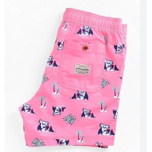 Party Pants Men’s Shorts Sz M Swim Trunks Hammer Time Pink Pockets - Picture 3 of 4